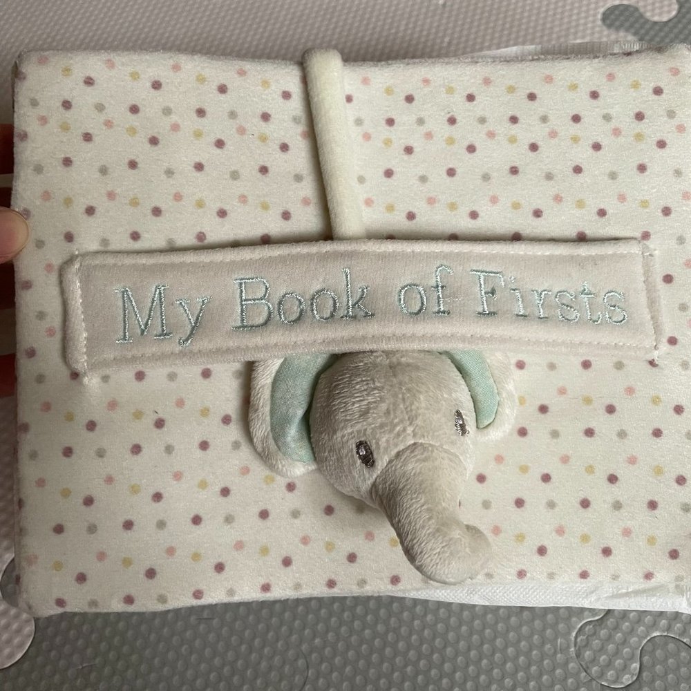 Baby Fabric Memory Book Photo Album (Ivory, Elephant)